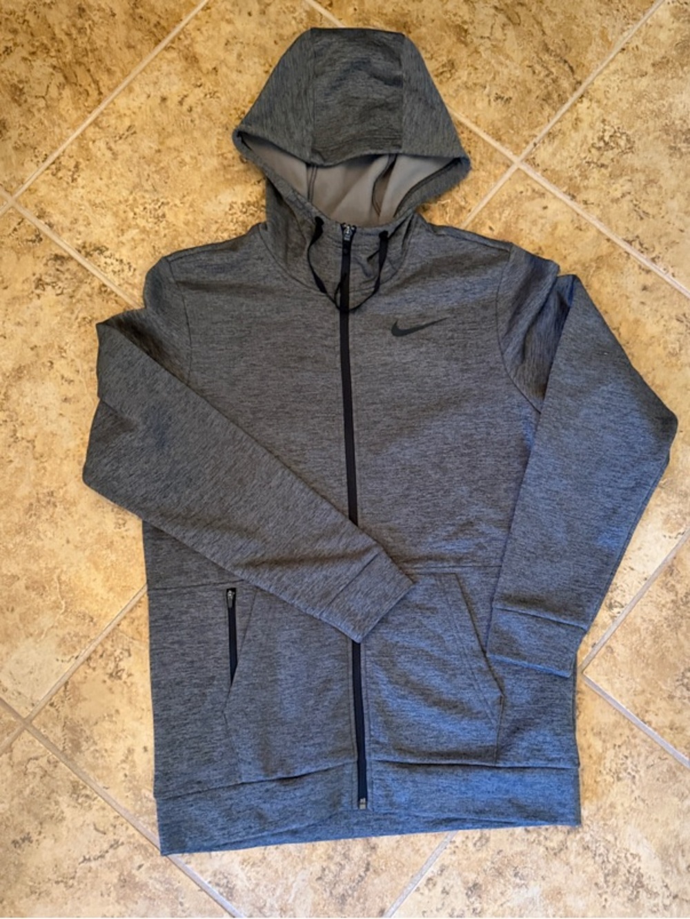 Nike Men's Dark Gray Full-Zip Hooded Performance Jacket size small